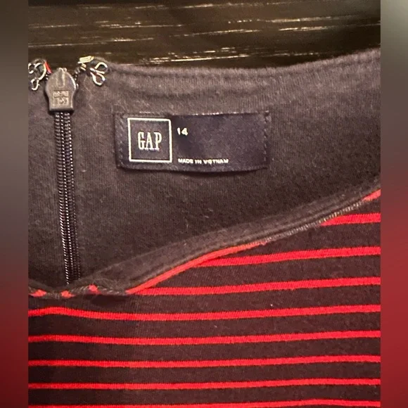 Gap red and blue striped dress, size 14 women’s - Picture 2 of 4